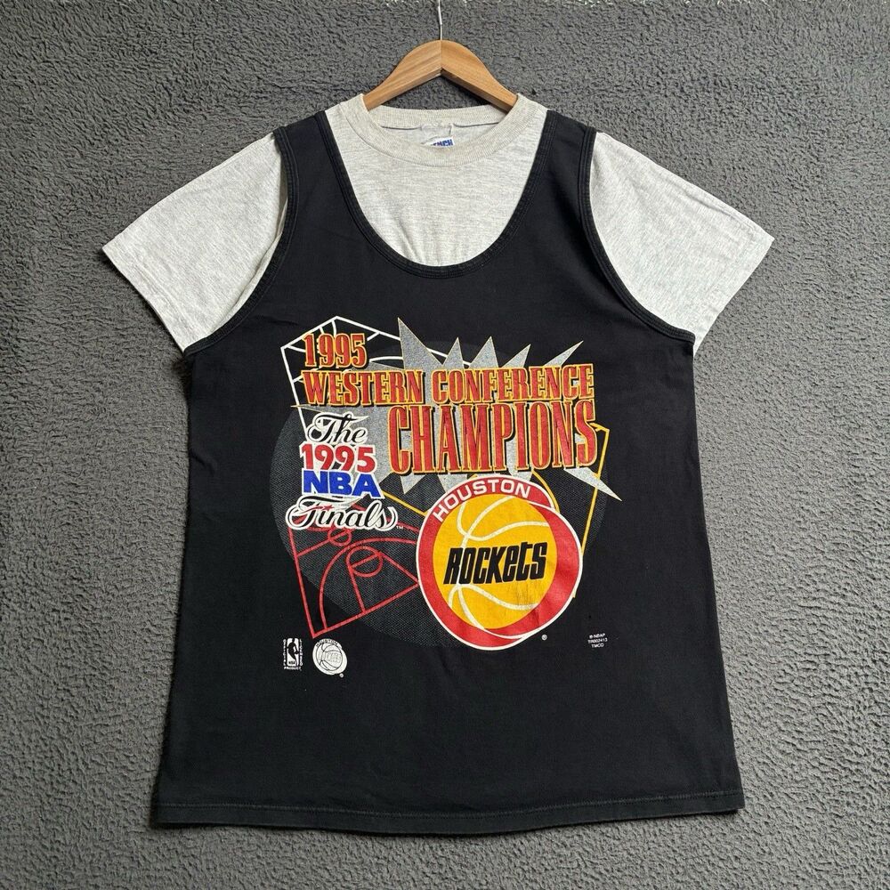 Vintage 90s Houston Rockets NBA Western Champs T-shirt Made In USA Layered